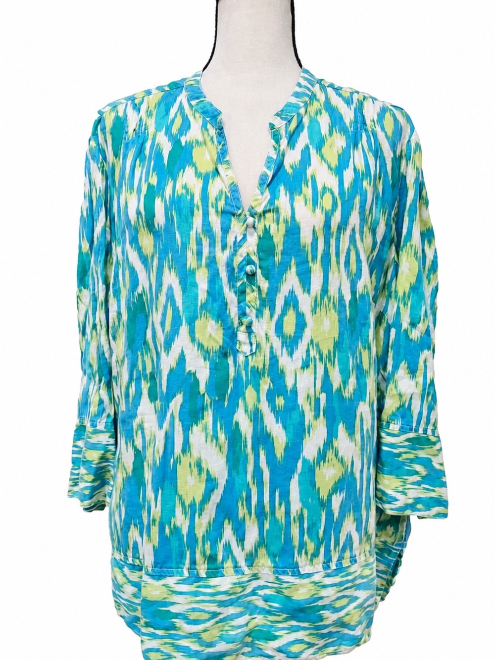Ruby Rd Women’s XL 100% Linen Ikat Print Tunic Top